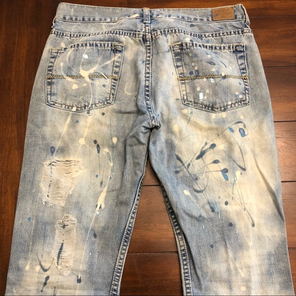 Distressed splatter painted denim bootcut jeans - Picture 4 of 11